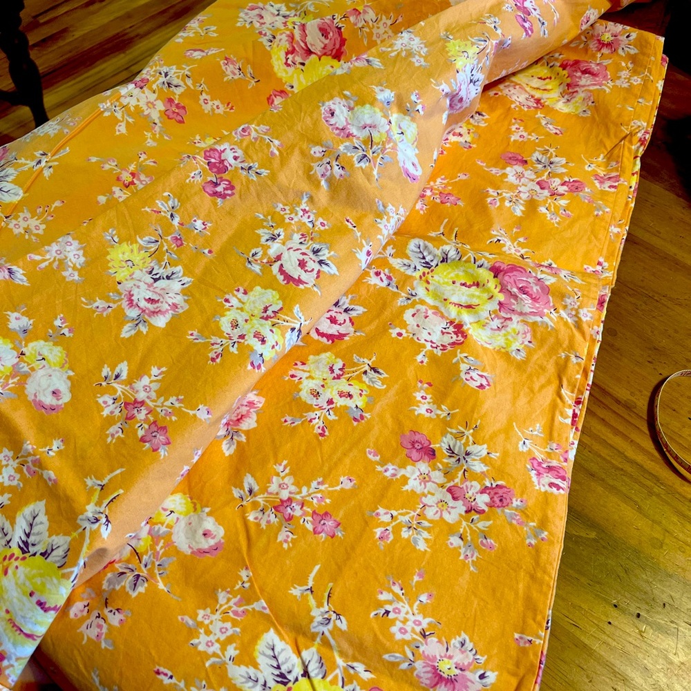 Pottery Barn Teen Floral Duvet Cover in Orange, Pink, Yellow, White